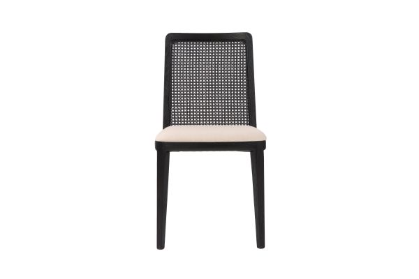 Cane Oyster Linen/Black Frame Dining Chair
