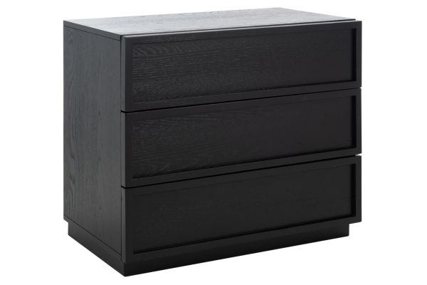Zeus Black 3 Drawer Wood Chest