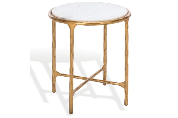 Jessa Brass Round End Table  with Marble Top