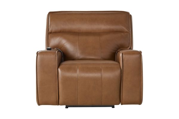 Caspian Brown Leather Triple Power Recliner with Heat & Massage