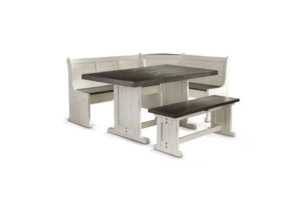 Carriage House European Dark/Cottage White Breakfast Nook 4 Piece Set