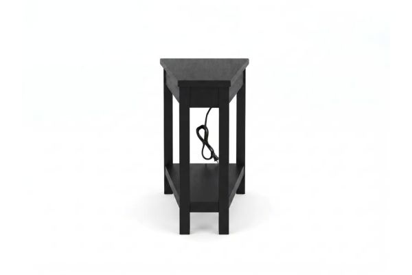 Black Chair Side Table with Power Strip