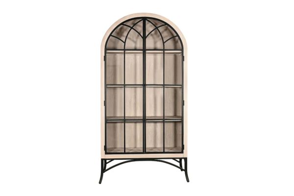 Ella Light Gray Cabinet with Tempered Glass