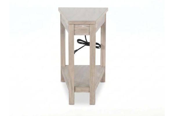 Grey Chair Side Table with Power Strip