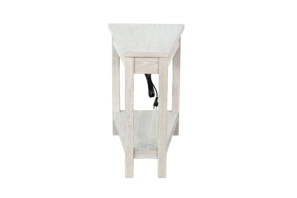 Light Grey Chair Side Table with Power Strip