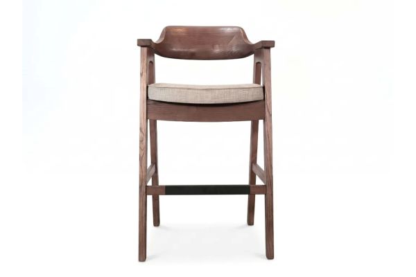 Wren Medium Brown Barstool with Arms and Cushion Seat