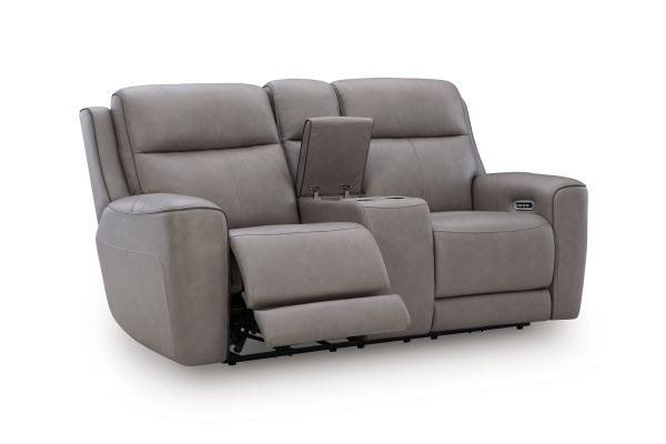 5Z-Comfort Coin Dual Power Leather Loveseat