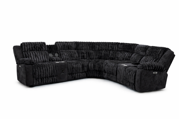 Ramone Black Power Reclining Entertainment Sectional