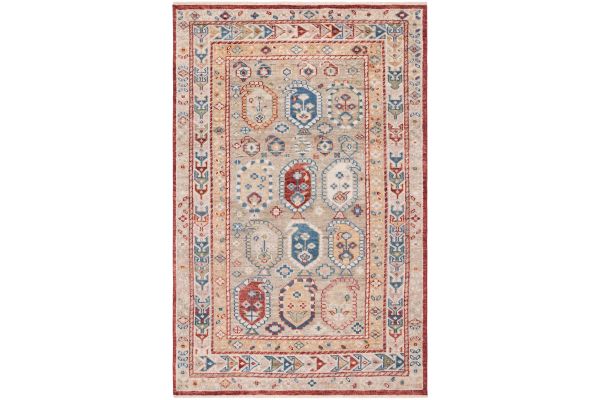 Safavieh Samarkand Collection Olha Beige/Red 6' x 9' Hand Knotted Rug