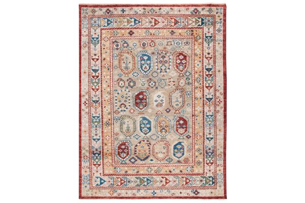 Safavieh Samarkand Collection Olha Beige/Red 8' x 10' Hand Knotted Rug