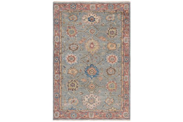 Safavieh Samarkand Collection Dilwen Grey/Red 6' x 9' Hand Knotted Rug