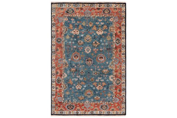 Safavieh Samarkand Collection Annick Blue/Red 6' x 9' Hand Knotted Rug