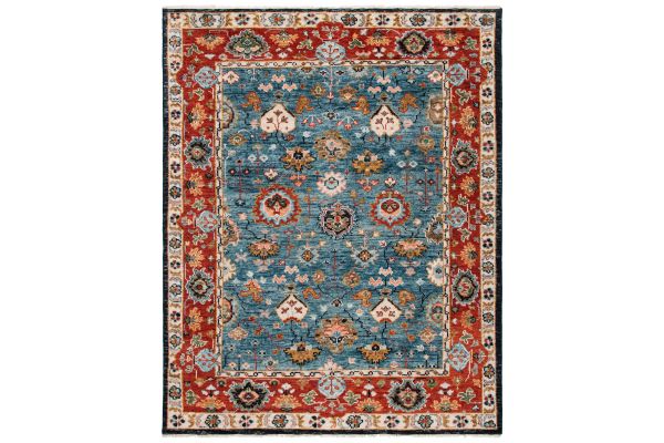 Safavieh Samarkand Collection Annick Blue/Red 8' x 10' Hand Knotted Rug