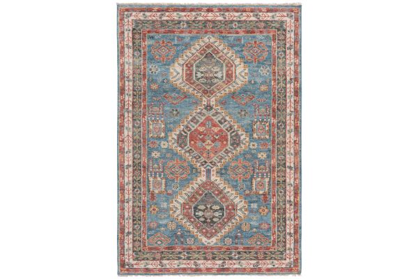 Safavieh Samarkand Collection Maella Blue/Red 6' x 9' Hand Knotted Rug