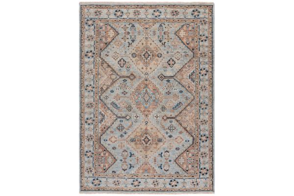 Safavieh Samarkand Collection Ettina Light Blue/Beige 6' x 9' Hand Knotted Rug