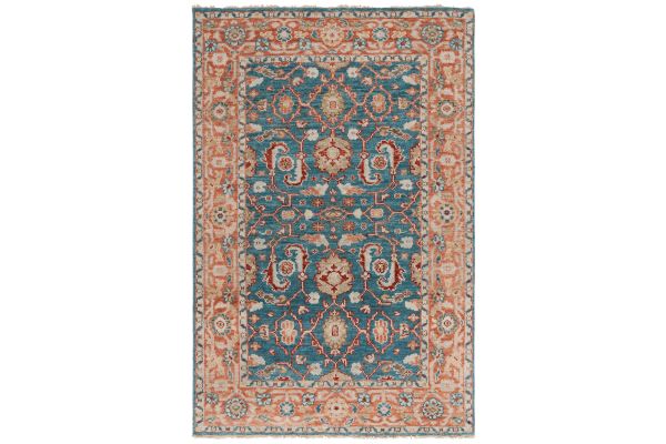 Safavieh Samarkand Collection Emica Turquoise/Rust 6' x 9' Hand Knotted Rug