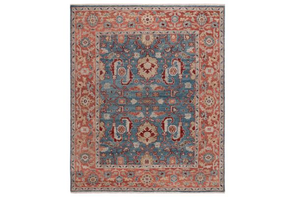 Safavieh Samarkand Collection Emica Turquoise/Rust 9' x 12' Hand Knotted Rug
