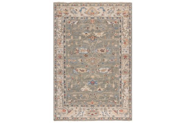 Safavieh Samarkand Collection Kaidi Grey/Ivory 6' x 9' Hand Knotted Rug