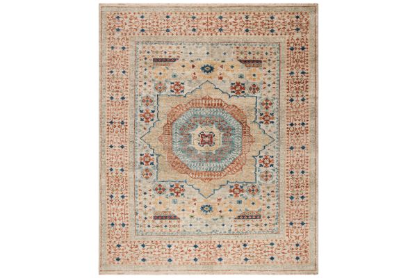 Safavieh Samarkand Collection Marlea Ivory/Rust 9' x 12' Hand Knotted Rug