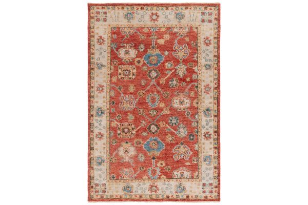 Safavieh Samarkand Collection Mikako Beige/Rust 6' x 9' Hand Knotted Rug