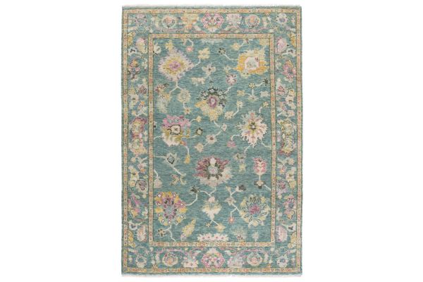Safavieh Samarkand Collection Ljosbra Green/Pink 6' x 9' Hand Knotted Rug