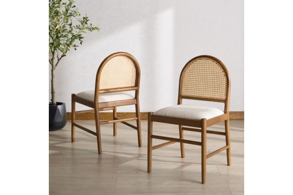 Laylie Oak Rattan Dining Chairs (Set of 2)
