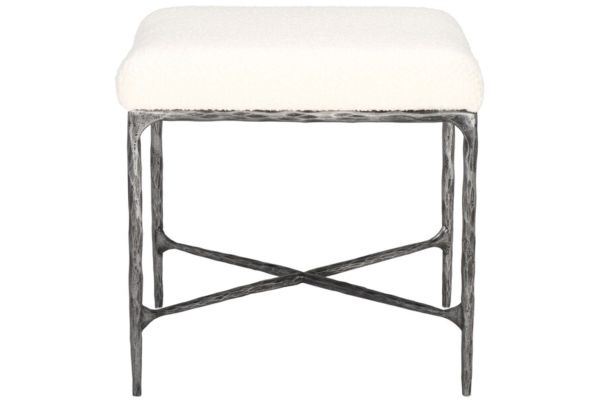 Mandy Boucle and Metal Ottoman