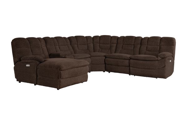 Andy Chocolate Dual Power Reclining 6-Piece Sectional with Left Arm Facing Chaise
