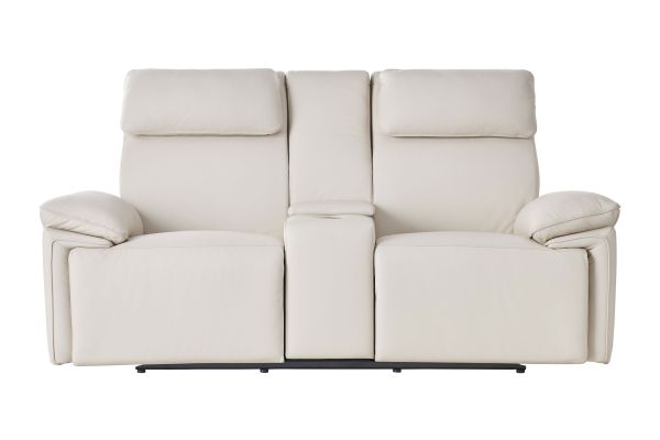 Milano Leather Dual Power Reclining Console Loveseat