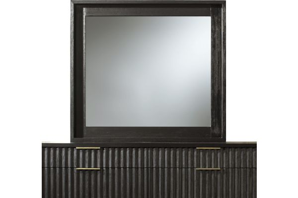 Kentfield Black Drifted Oak Solid Wood Beveled Glass Mirror