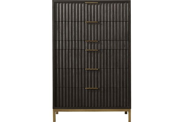Kentfield Black Drifted Oak Solid Wood Six Drawer Chest