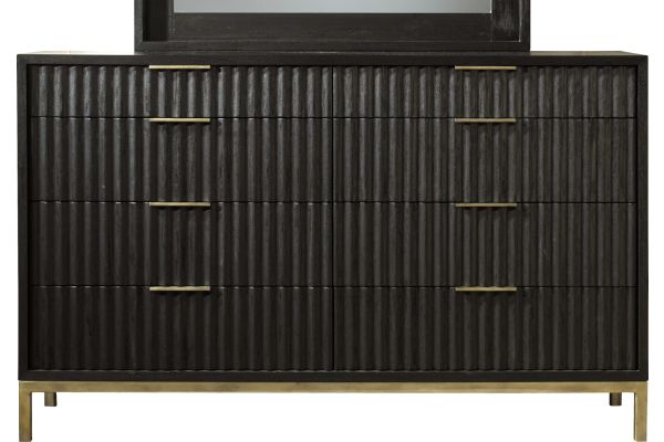 Kentifield Black Drifted Oak Solid Wood Eight Drawer Dresser