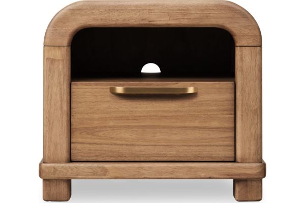 Kione Lioness One Drawer Acacia Wood Nightstand