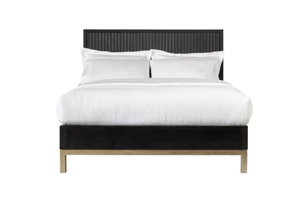 Kentfield Black Drifted Oak Solid Wood Queen Platform Bed