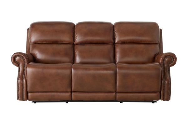 Jaxon Brown Leather Dual Power Reclining Sofa at Gardner White