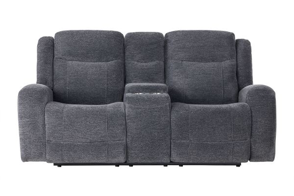 Valor Grey Power Reclining Console Loveseat