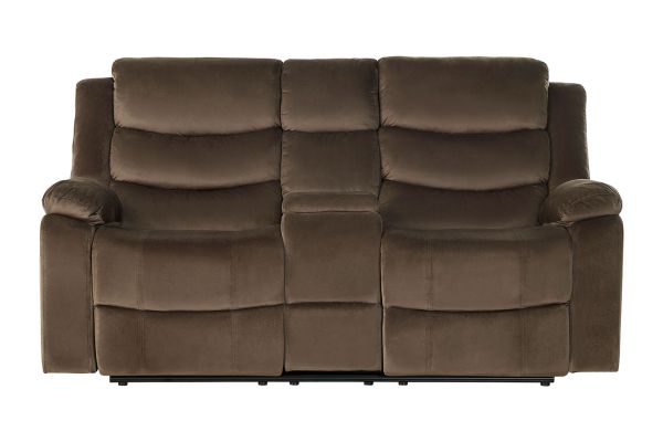 Spartan Chocolate Reclining Console Loveseat