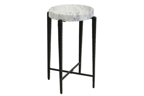 Aluminum & Marble Round Side Table