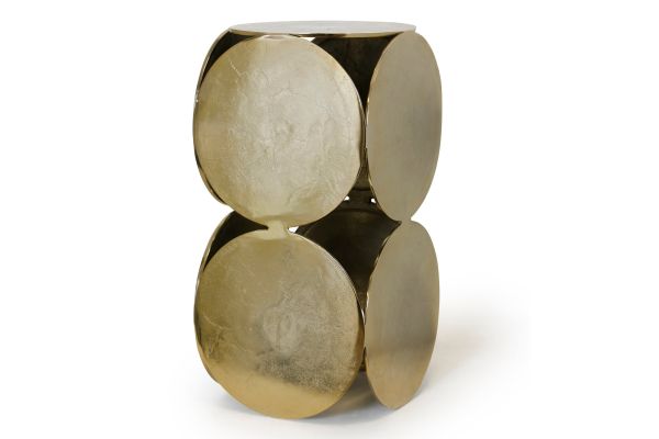 Champagne Aluminum Disk Sculpted Chair Side Table