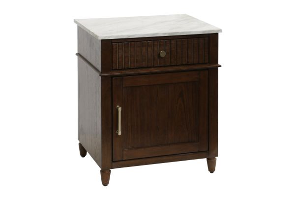 One Door One Drawer End Table With Marble Top