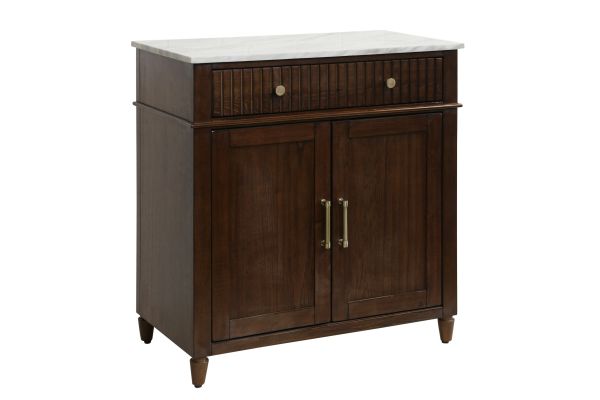Espresso Two Door One Drawer Cabinet with Marble Top