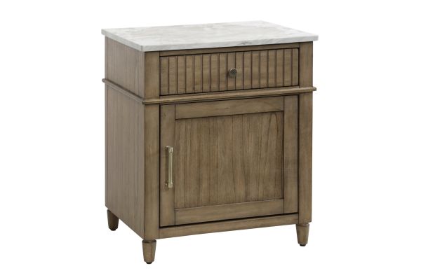 Weathered Barn One Door One Drawer End Table With Marble Top