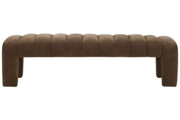 Bellisima Dark Brown Boucle Channel Tufted Bench