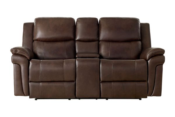Beau Brown Dual Power Reclining Console Loveseat