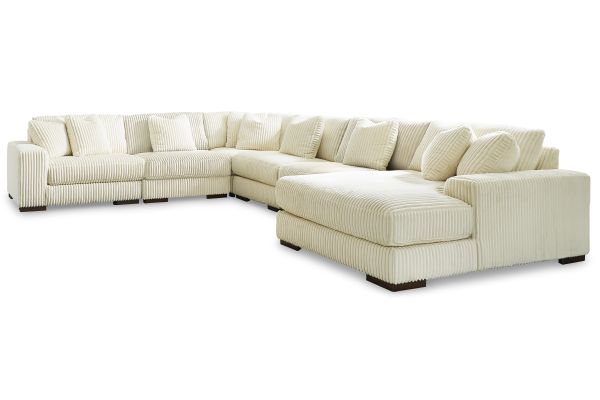 Lindyn Ivory 6-Piece Sectional with Right Arm Facing Chaise