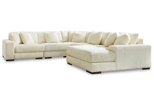 Lindyn Ivory 5-Piece Sectional with Right Arm Facing Chaise