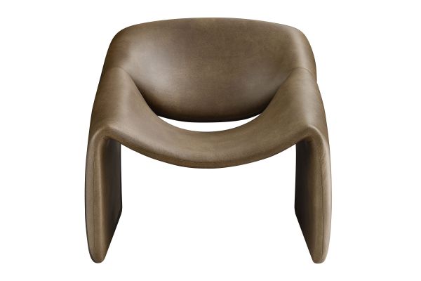 Vivi Mushroom Vegan Leather Curved Arm Accent Chair