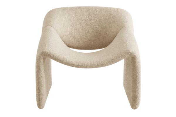Vivi Linen Looped Textural Fabric Curved Arm Accent Chair