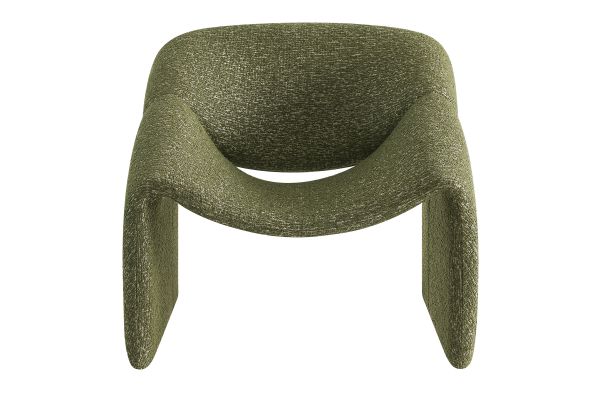 Vivi Olive Looped Textural Fabric Curved Arm Accent Chair