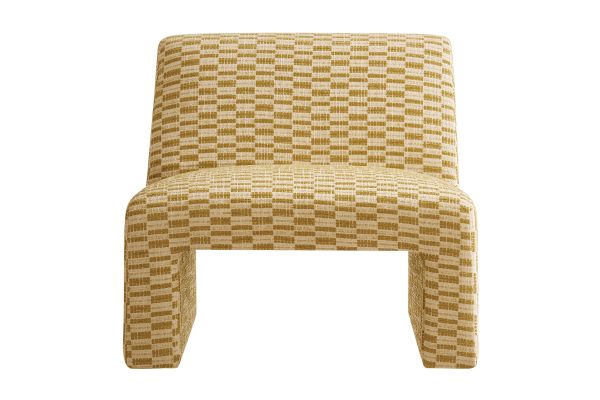 Amita Sunrise Checked Woven Fabric Armless Accent Chair